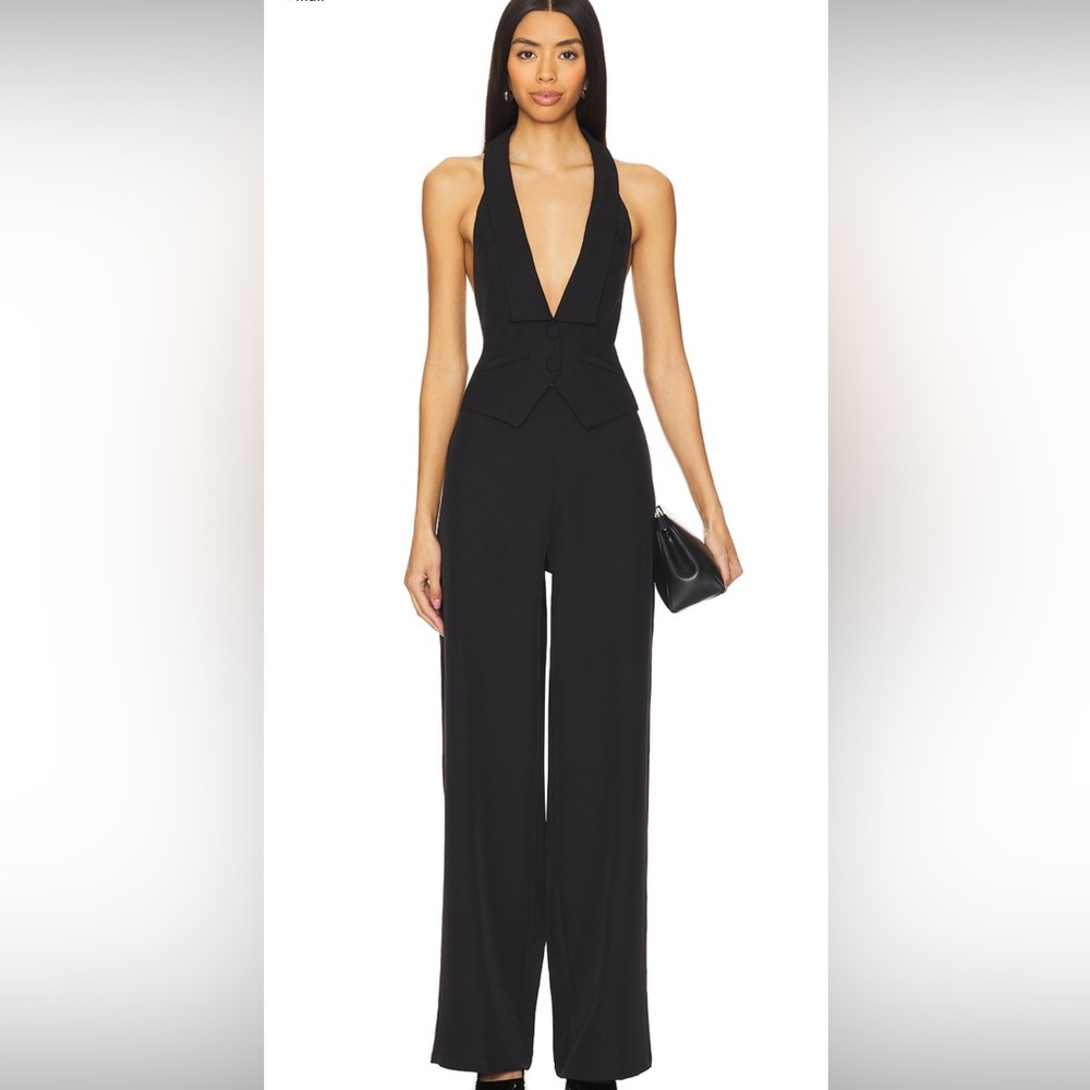 REVOLVE Black Halter Jumpsuit